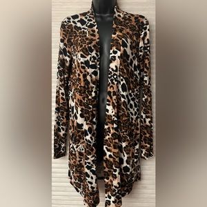 NWOT Zenana Leopard Print Mid-Thigh Slouchy Pocket Open Cardigan  Size SMALL